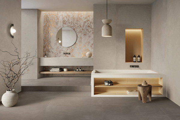 keramicne-ploscice/CAESAR-lancio-Prima-Concrete-120x278-Lead-120x120-Sienna-120x120-BAGNO-